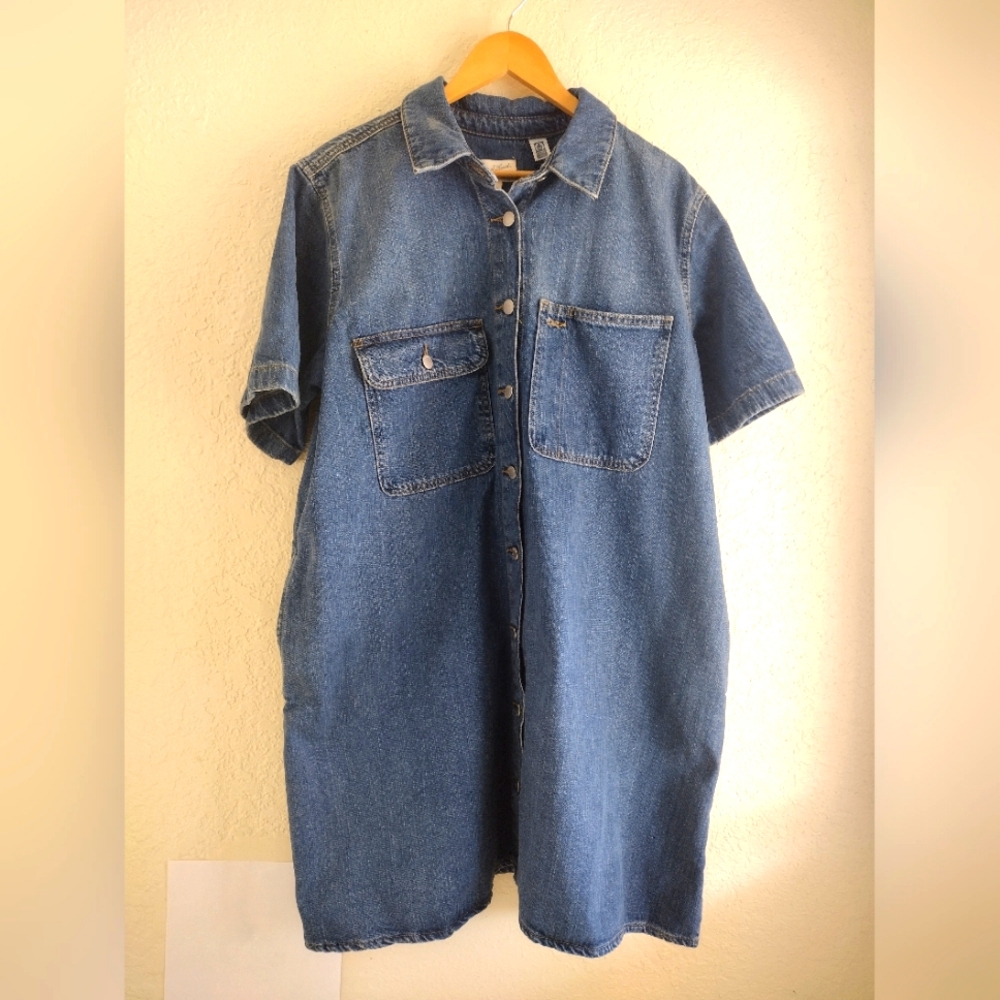 Universal Thread Blue Denim Button-Front Shirt Dress